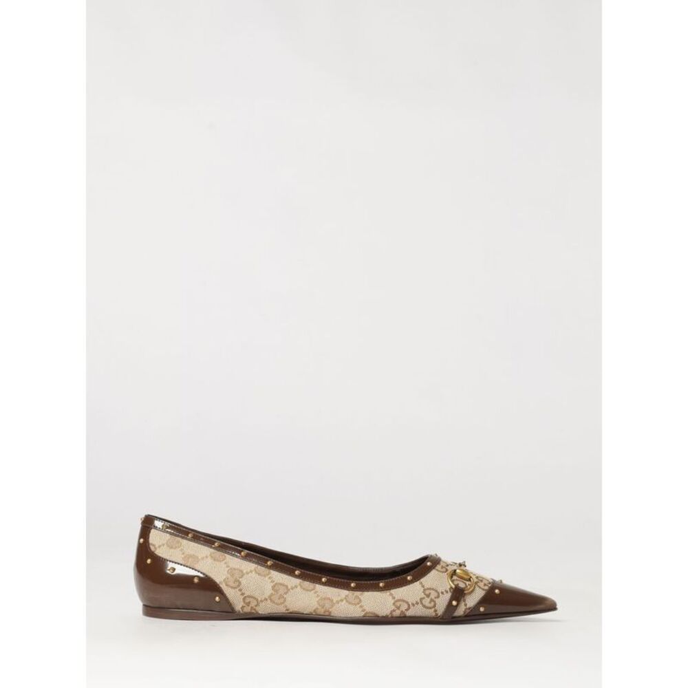 Gucci Women Gucci Gg Monogram Canvas And Leather Ballet Flats With Horsebit